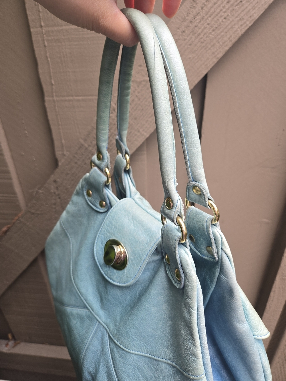 Vintage Y2K Foley + Corinna Teal Green Leather Hobo Shoulder RE Balenciaga City - Picture 15 of 17
